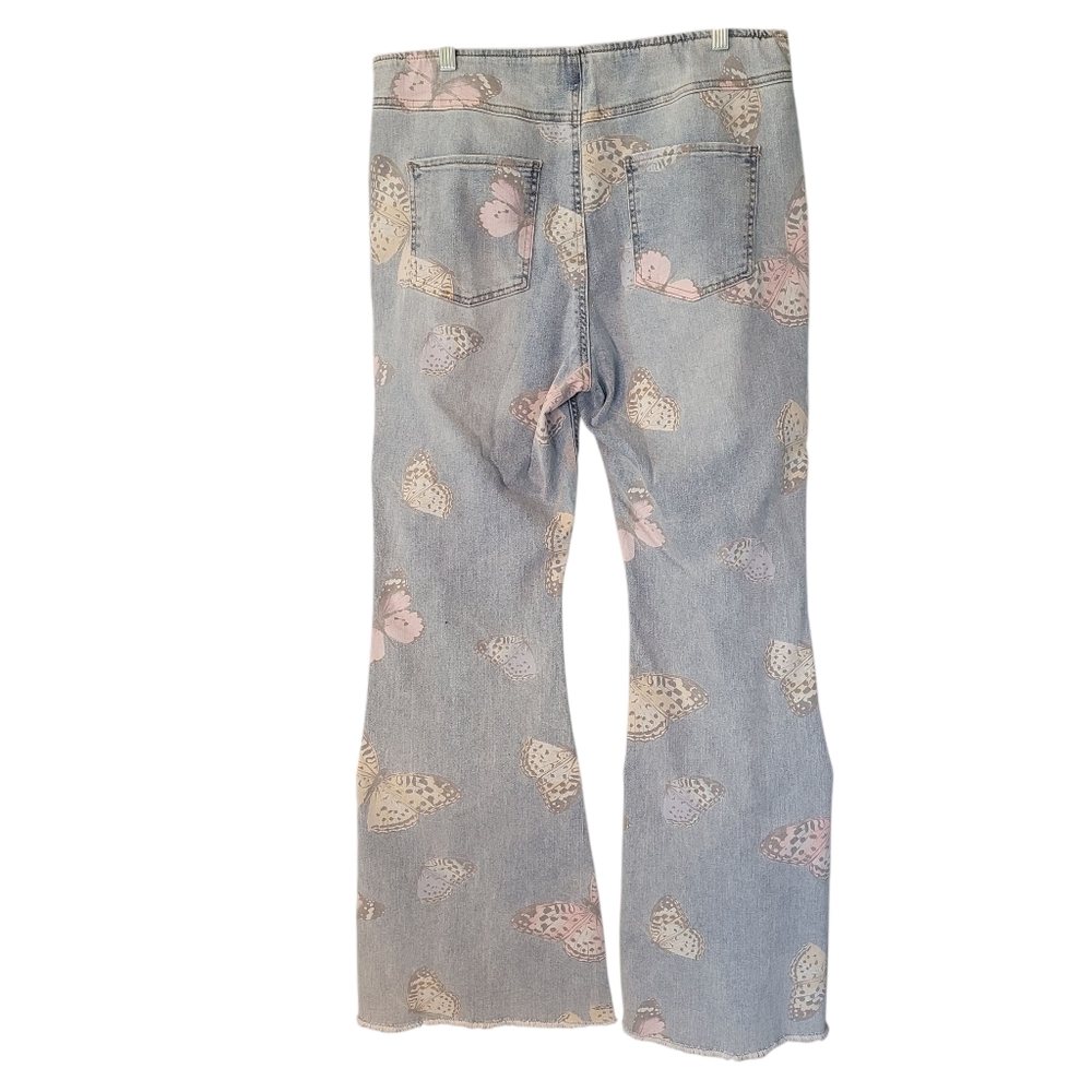 NOBO pull-on butterfly print flare leg jeans - XL (15/17)       G48 - Picture 5 of 7